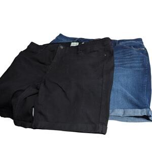 2prs women's jeans shorts sz 20 both have roll hems and  stretch waists+ hips